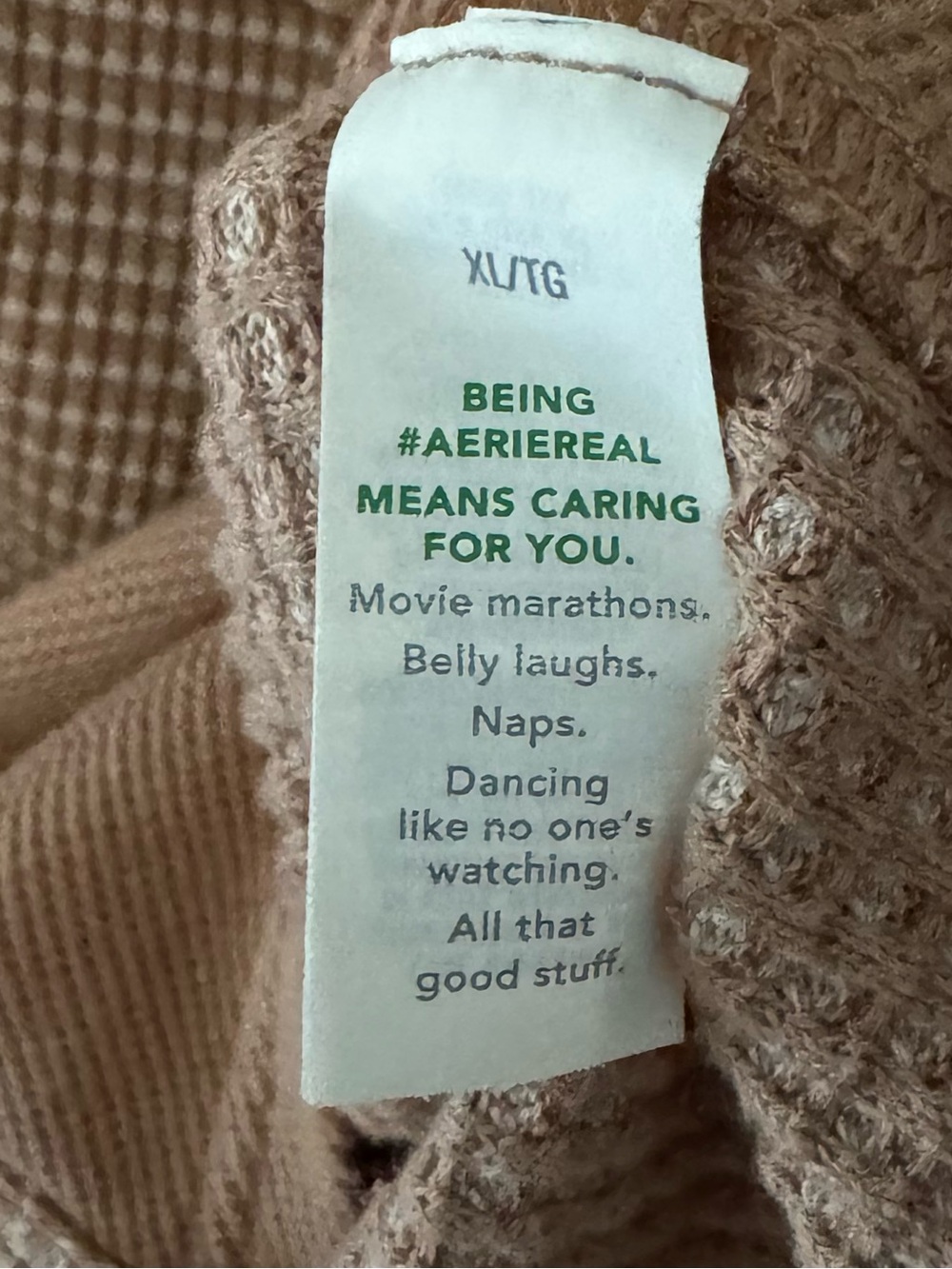 Aerie Lumber Jane Waffle Shirt Shacket XL Oversized Neutral Tan Thermal Minimal - Picture 11 of 13